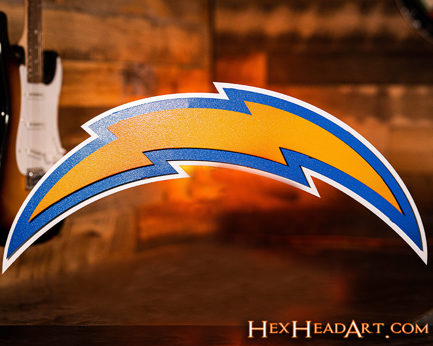 Los Angeles Chargers Lightning Bolt 3D Vintage Metal Wall Art