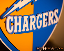 Load image into Gallery viewer, Los Angeles Chargers SHIELD 3D Vintage Metal Wall Art
