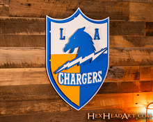 Load image into Gallery viewer, Los Angeles Chargers SHIELD 3D Vintage Metal Wall Art
