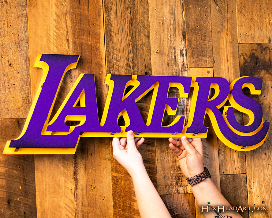 Los Angeles Lakers Jersey "LAKERS" Vintage 3D Vintage Metal Wall Art