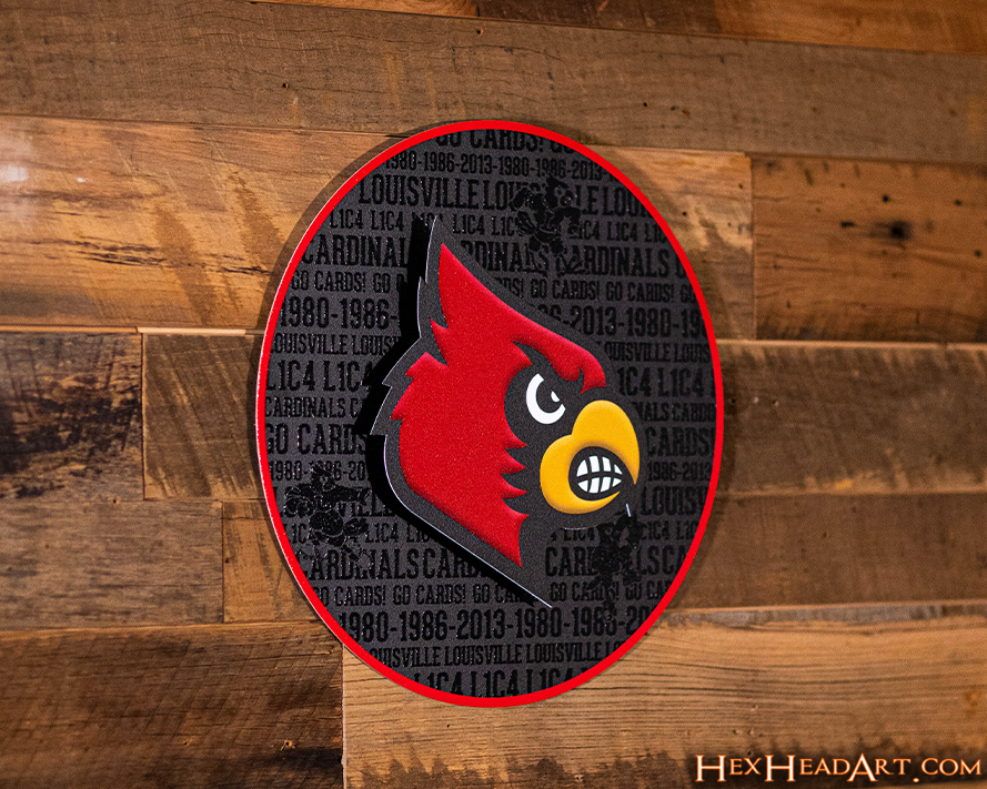 8 Inch Cardinal Bird University Louisville Cardinals Logo UL UofL Removable  Wall Decal Sticker Art NCAA Home Room Decor 5 by 8.5 Inches