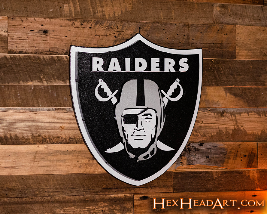 Las Vegas Raiders Shield 3D Vintage Metal Wall Art