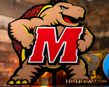 Load image into Gallery viewer, Maryland Terrapins &quot;Testudo&quot; 3D Vintage Metal Wall Art
