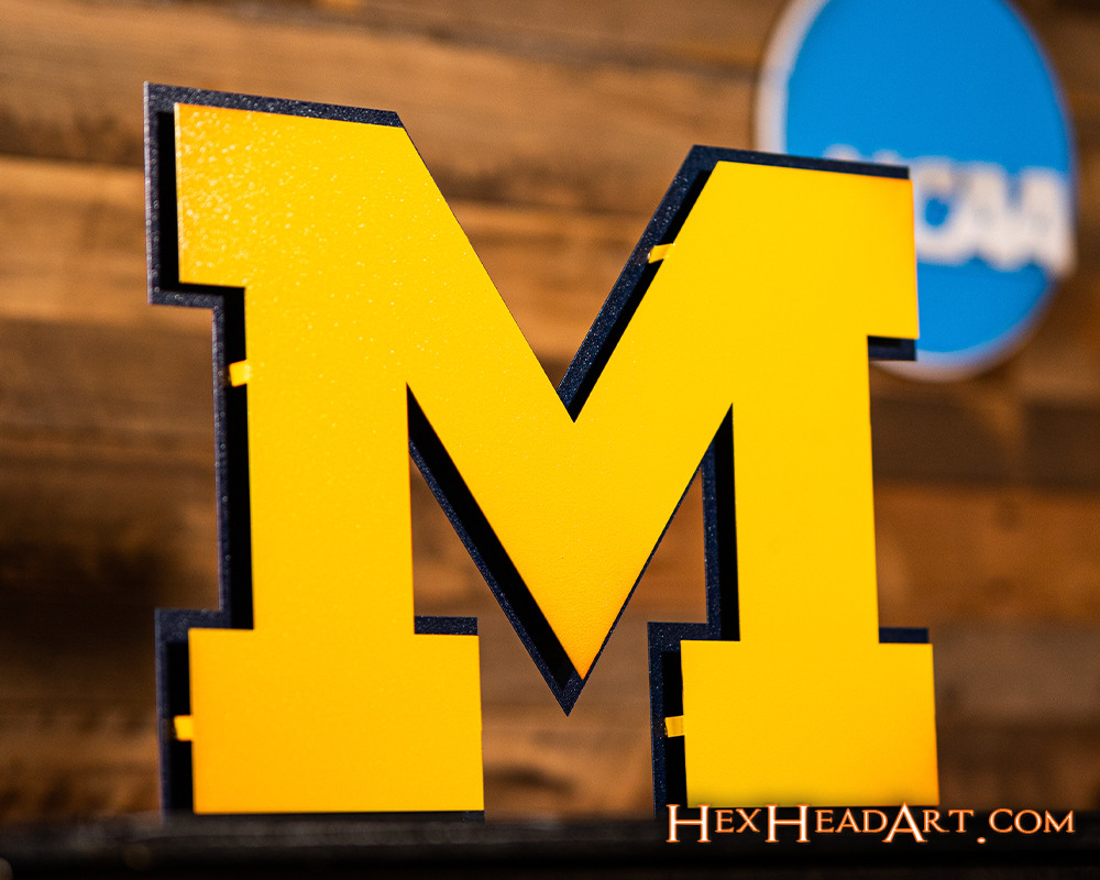Michigan Wolverines "Block M" Maize Metal Wall Art