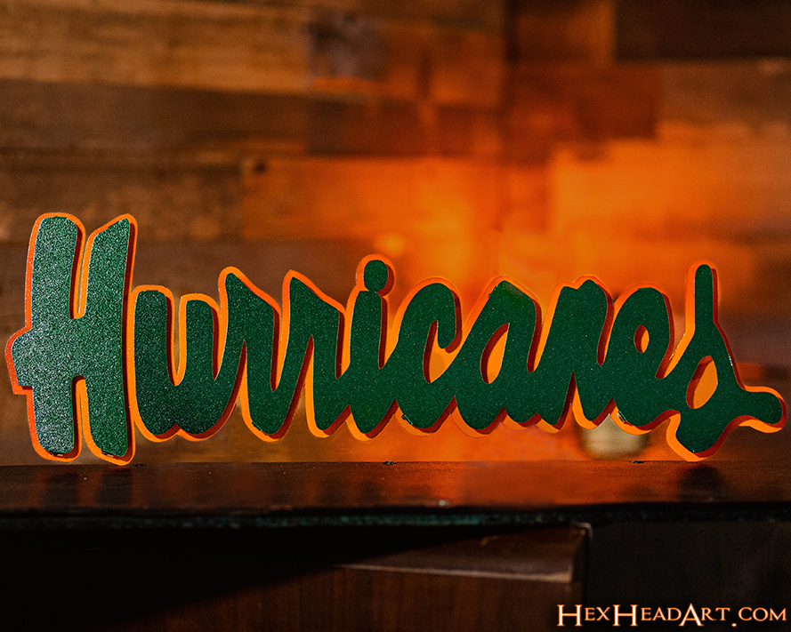 Miami Hurricanes Script 3D Vintage Metal Wall Art