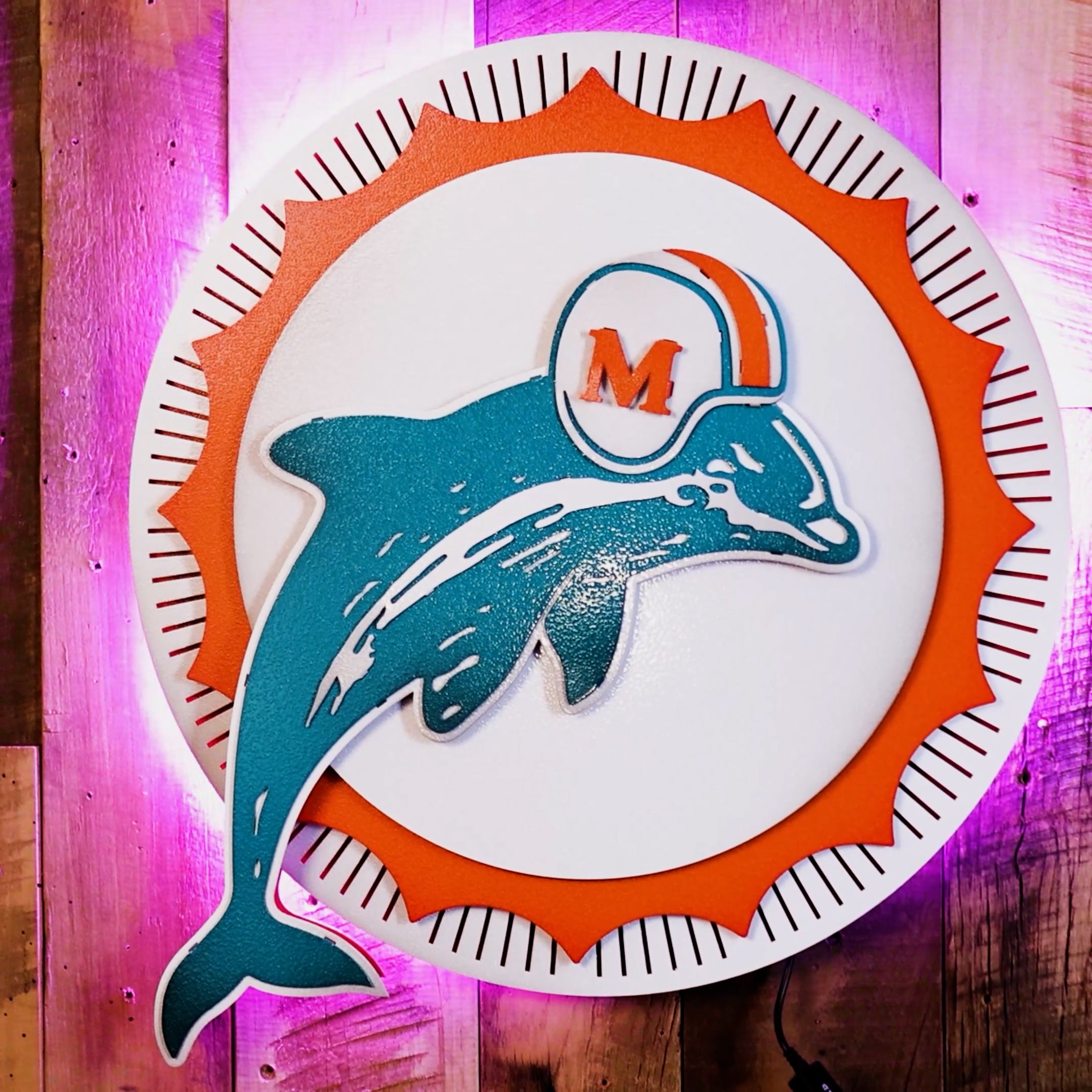 Miami Dolphins Throwback "1966" 3D Vintage Metal Wall Art