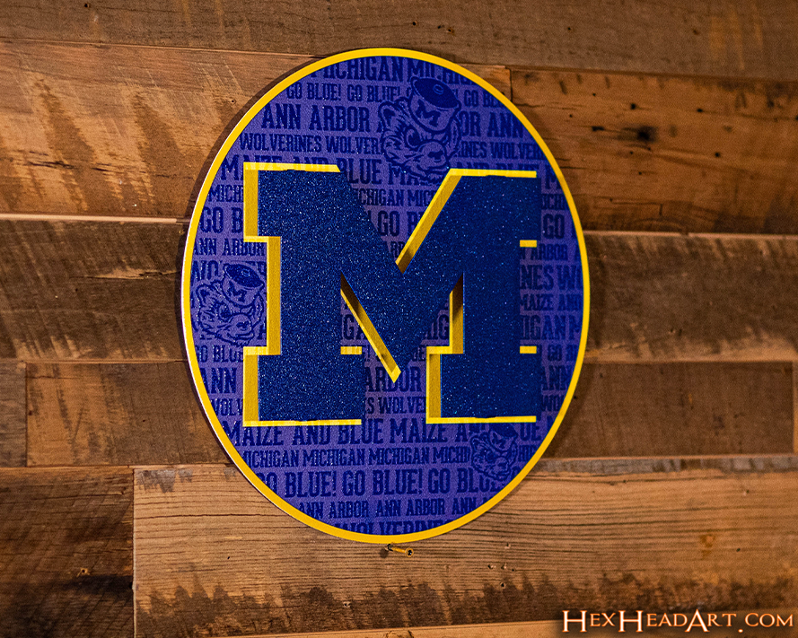 Michigan Wolverines 'Block M" CRAFT SERIES 3D Embossed Metal Wall Art