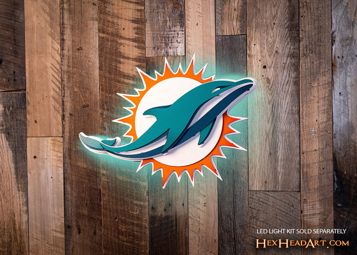 Miami Dolphins 3D Vintage Metal Wall Art - Hex Head Art