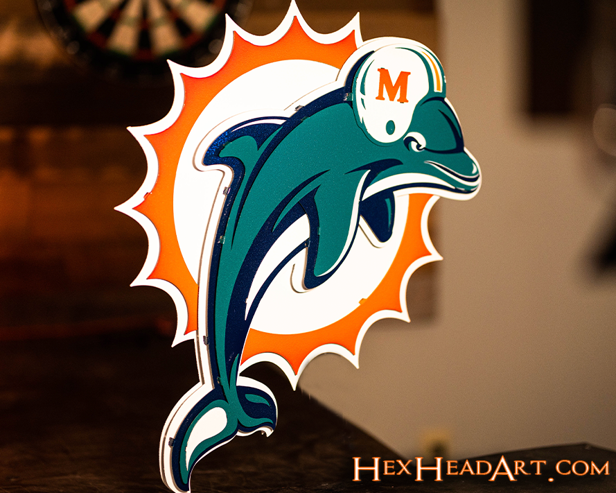 Miami Dolphins Throwback "1997" 3D Vintage Metal Wall Art