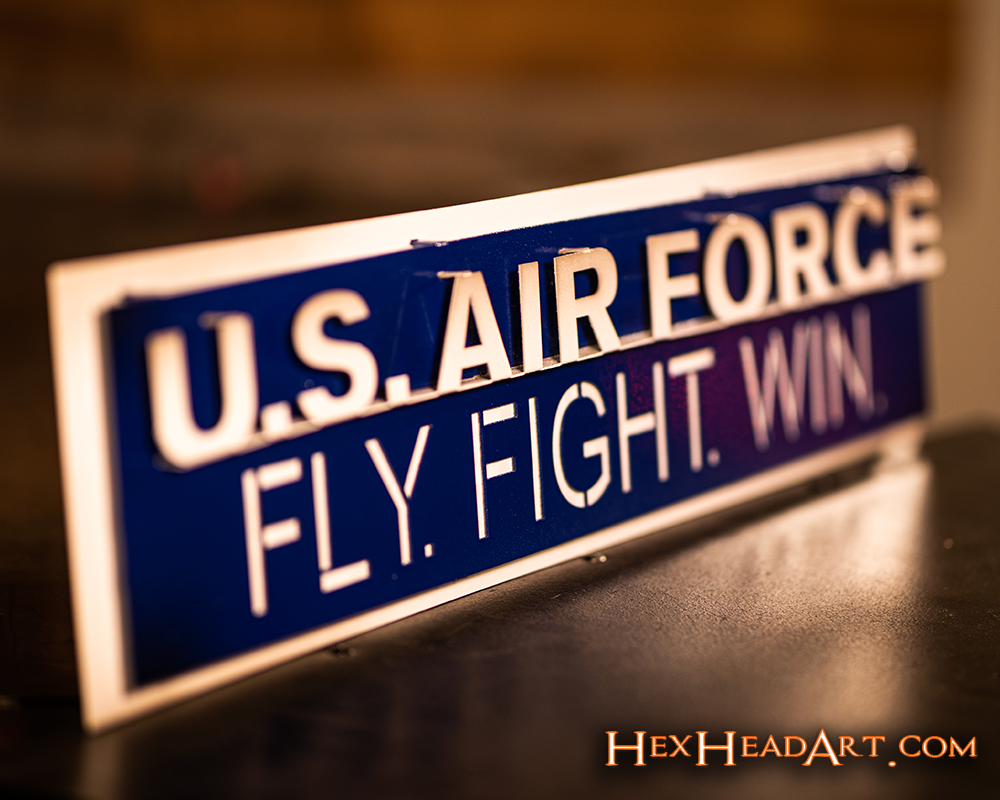Left View United States Air Force USAF "FLY-FIGHT-WIN" 3D Metal Wall Art