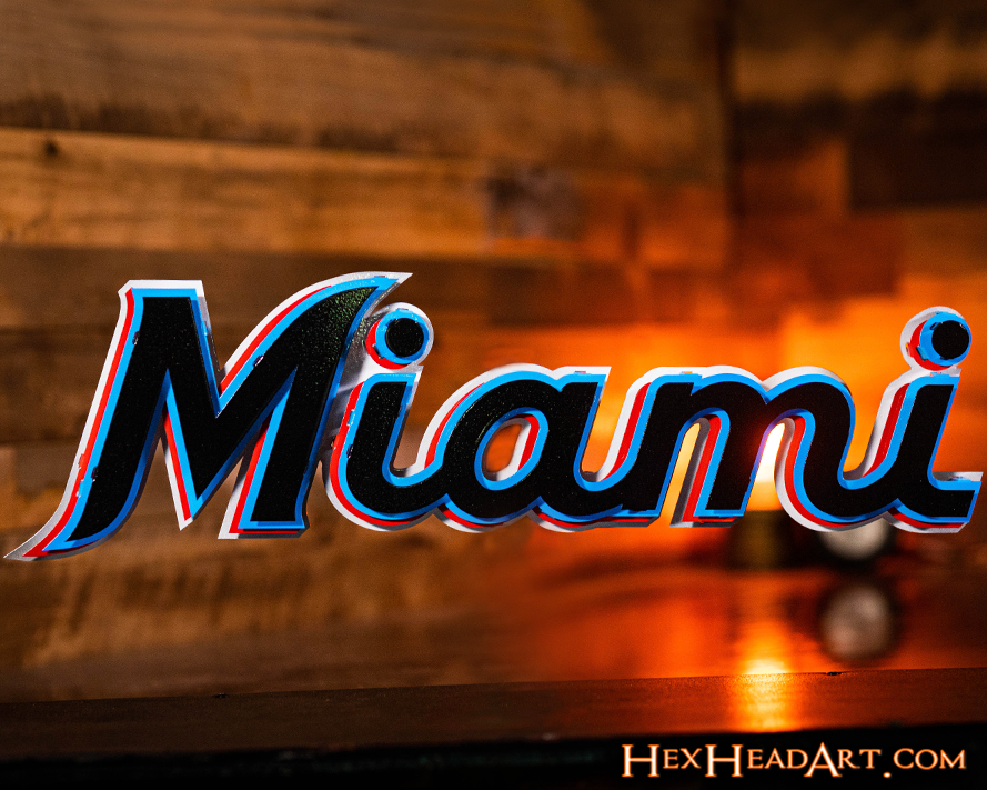 Miami Marlins "MIAMI" script 3D Metal Wall Art