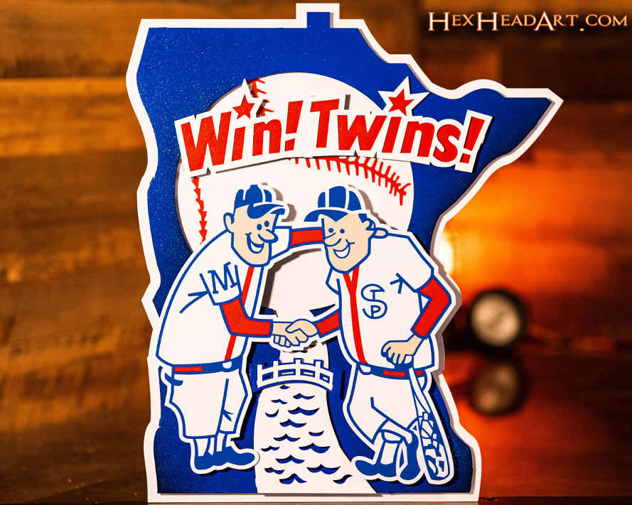 Minnesota Twins " Minnie and Paul" Cooperstown Logo 3D Metal Wall Art