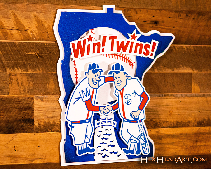 Minnesota Twins " Minnie and Paul" Cooperstown Logo 3D Metal Wall Art
