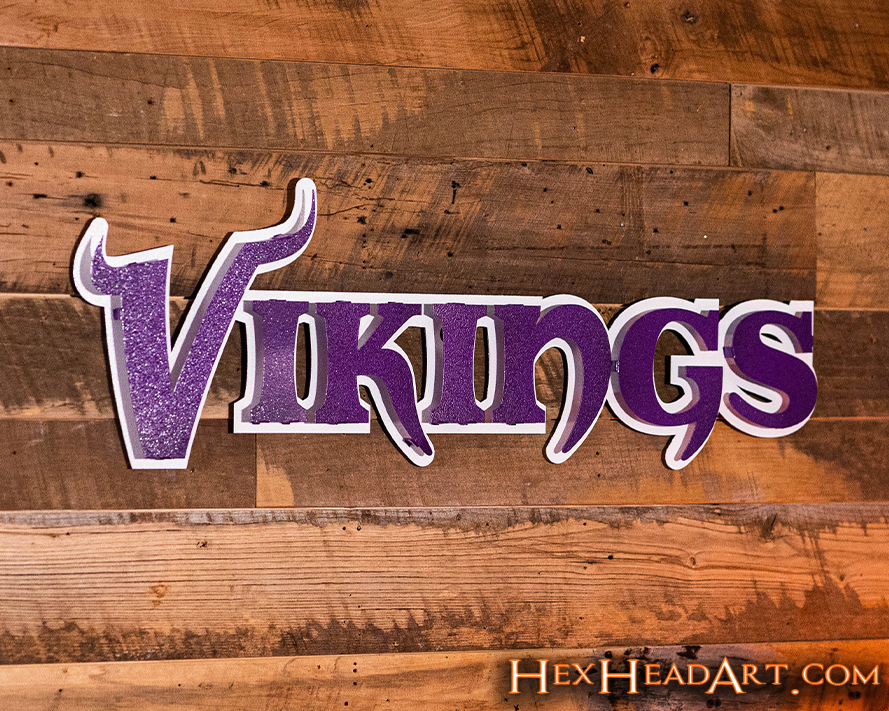 Minnesota Vikings Norseman 3D Vintage Metal Wall Art - Hex Head Art