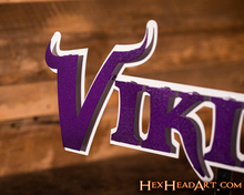 Load image into Gallery viewer, Minnesota Vikings &quot;VIKINGS&quot; 3D Vintage Metal Wall Art
