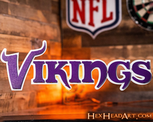 Load image into Gallery viewer, Minnesota Vikings &quot;VIKINGS&quot; 3D Vintage Metal Wall Art
