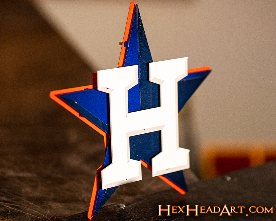 Left Side Houston Astros BLUE STAR 3D Metal Wall Art