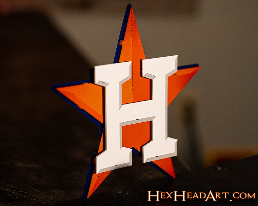 Left Side Houston Astros ORANGE STAR 3D Metal Wall Art