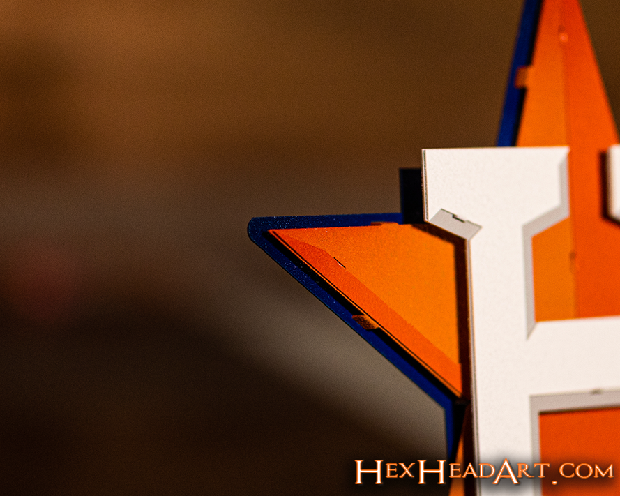 Top Left Houston Astros ORANGE STAR 3D Metal Wall Art