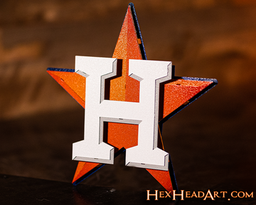 Side View Houston Astros ORANGE STAR 3D Metal Wall Art