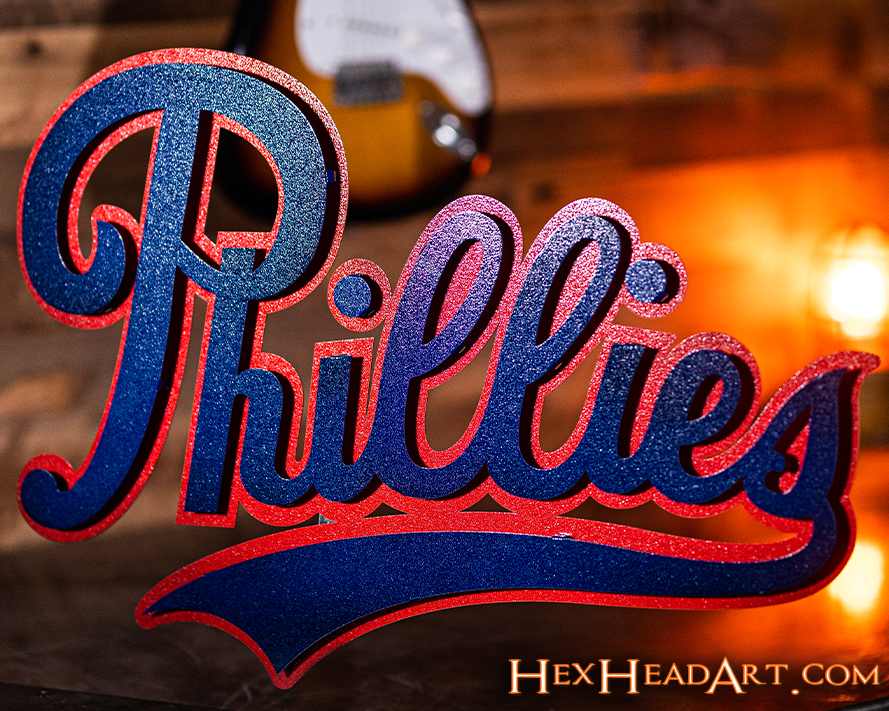 Side View Philadelphia Phillies "1937" Script 3D Metal Wall Art