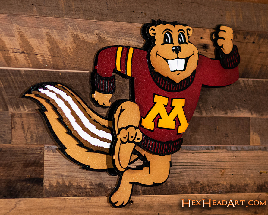 Minnesota Gophers "Goldy" Mascot, 3D Vintage Metal Wall Art