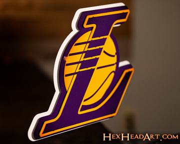 Left Side Los Angeles Lakers "L" 3D Metal Wall Art