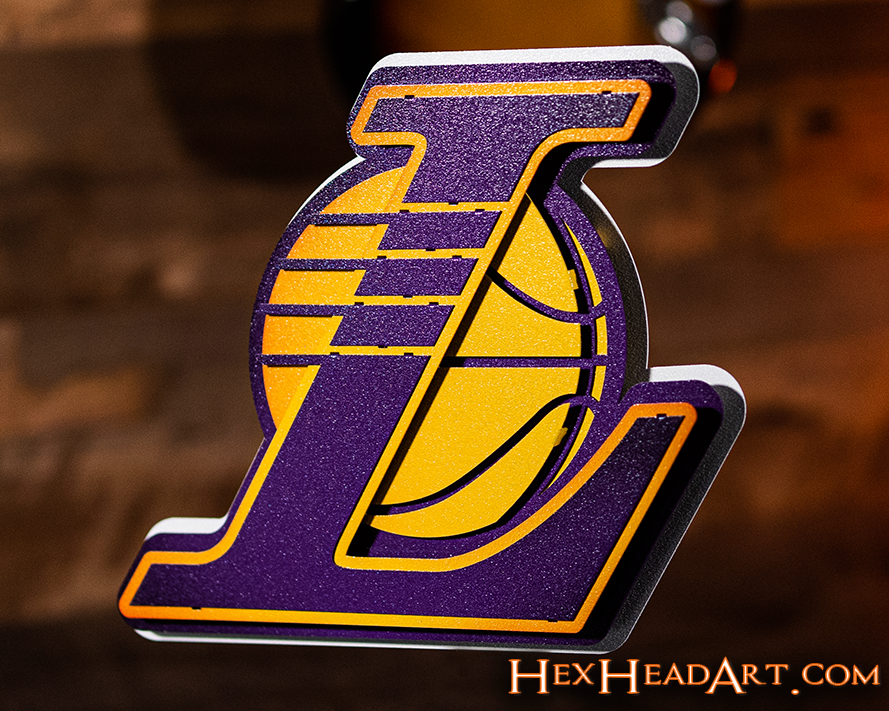 Side View Los Angeles Lakers "L" 3D Metal Wall Art