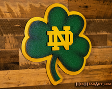 Load image into Gallery viewer, Notre Dame Shamrock 3D Vintage Metal Wall Art
