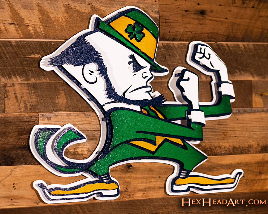 Notre Dame Fighting Irish Leprechaun 3D Vintage Metal Wall Art