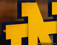Load image into Gallery viewer, Notre Dame Fighting Irish Interlocking GOLD &quot;ND&quot; 3D Vintage Metal Wall Art
