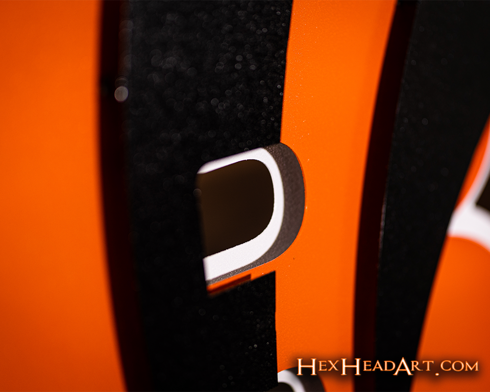 Close up of Cincinnati Bengals "Striped B" 3D Metal Wall Art