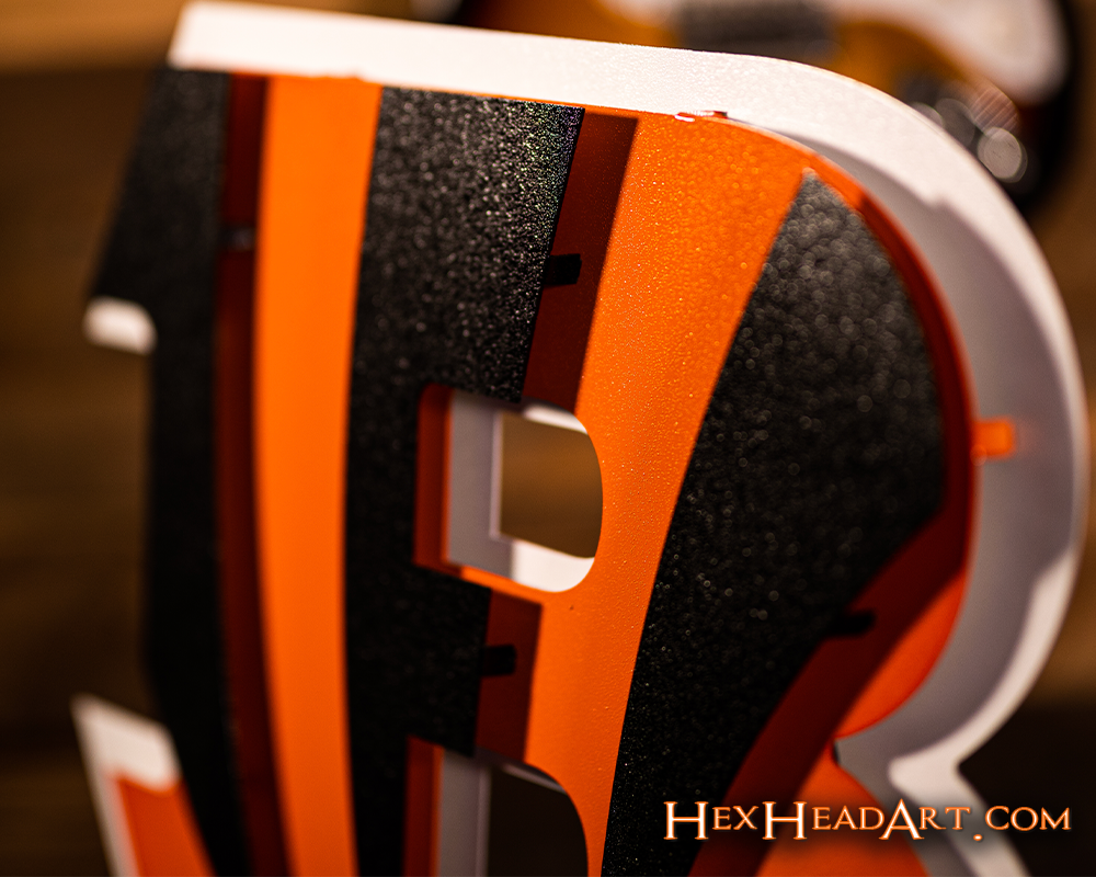 Right side of Cincinnati Bengals "Striped B" 3D Metal Wall Art