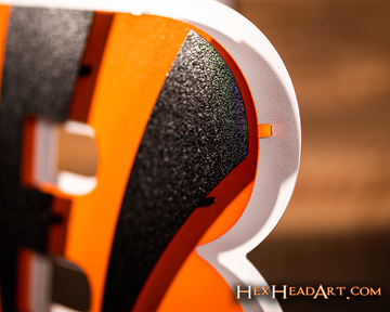 Top right of Cincinnati Bengals "Striped B" 3D Metal Wall Art