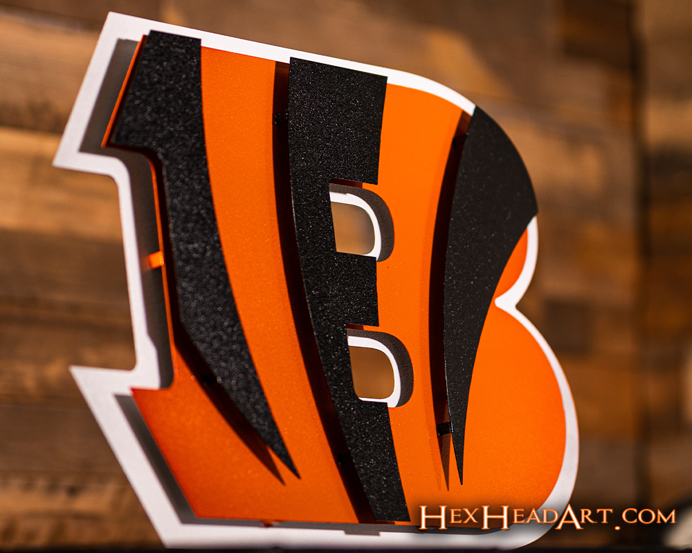 Left side of Cincinnati Bengals "Striped B" 3D Metal Wall Art