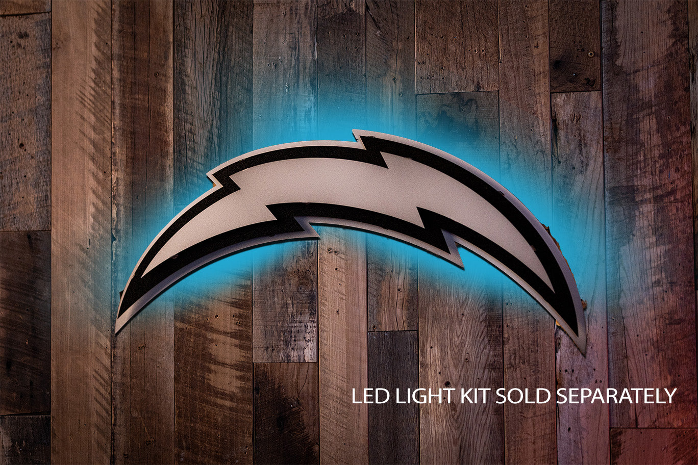 MONOCHROME - Los Angeles Chargers Lightning Bolt 3D Vintage Metal Wall Art