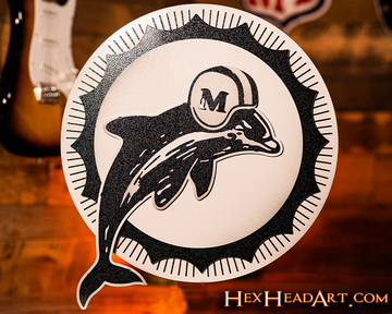 Monochromatic Miami Dolphins Throwback "1966"  3D Metal Wall Art