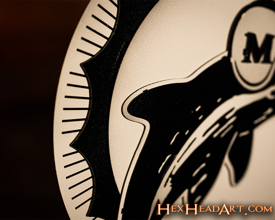 Left Corner Monochromatic Miami Dolphins Throwback "1966" 3D Metal Wall Art