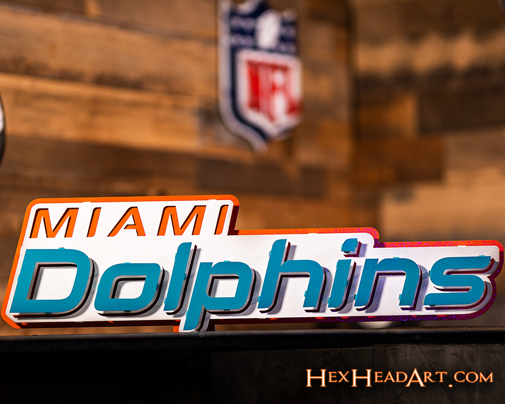 Miami Dolphins Wordmark 3D Metal Wall Art