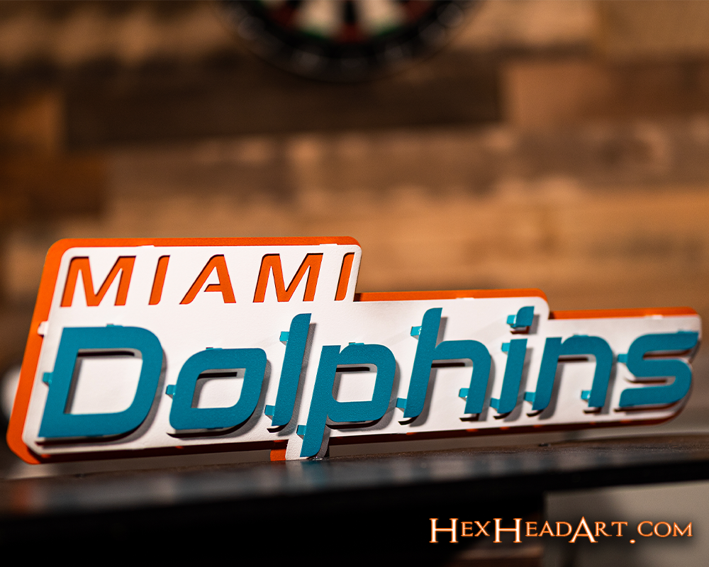 Miami Dolphins 3D Vintage Metal Wall Art - Hex Head Art