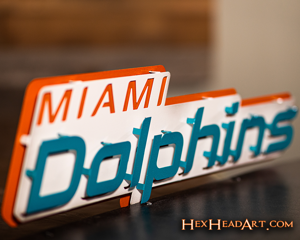 Left side Miami Dolphins Wordmark 3D Metal Wall Art
