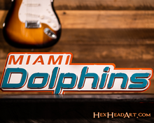 Load image into Gallery viewer, Miami Dolphins Wordmark 3D Vintage Metal Wall Art
