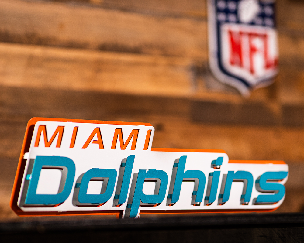 Miami Dolphins Throwback 1997 3D Vintage Metal Wall Art - Hex