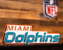 Load image into Gallery viewer, Miami Dolphins Wordmark 3D Vintage Metal Wall Art
