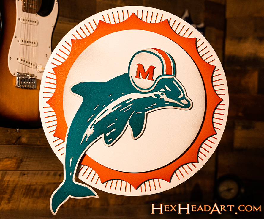 Miami Dolphins Throwback "1966" 3D Vintage Metal Wall Art