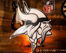 Load image into Gallery viewer, MONOCHROME -  Minnesota Vikings &quot;Norseman&quot;  3D Vintage Metal Wall Art
