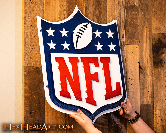 National Football League Shield 3D Vintage Metal Wall Art Hex Head Art