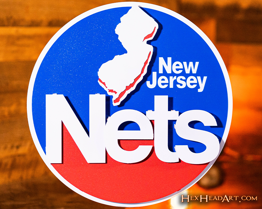 New Jersey Nets Retro 3D Vintage Metal Wall Art
