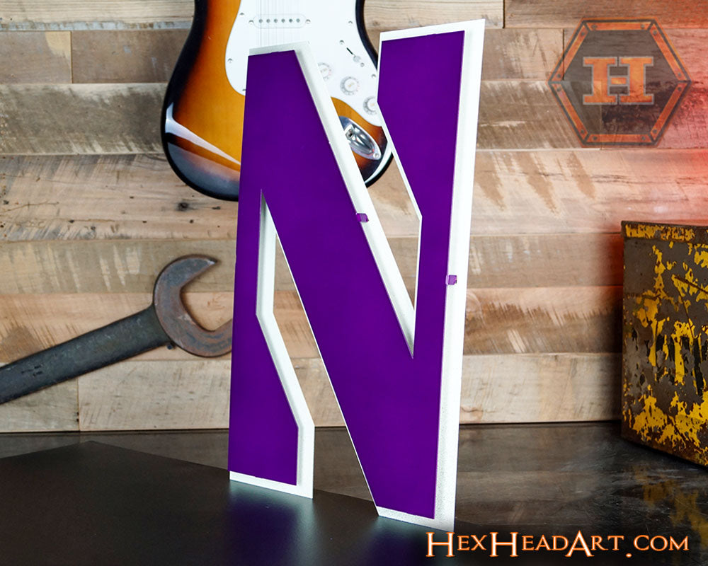 Northwestern Wildcats "N" 3D Vintage Metal Artwork