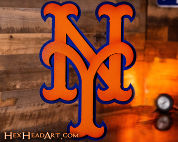 New York Mets "NY" Orange 3D Vintage Metal Wall Art